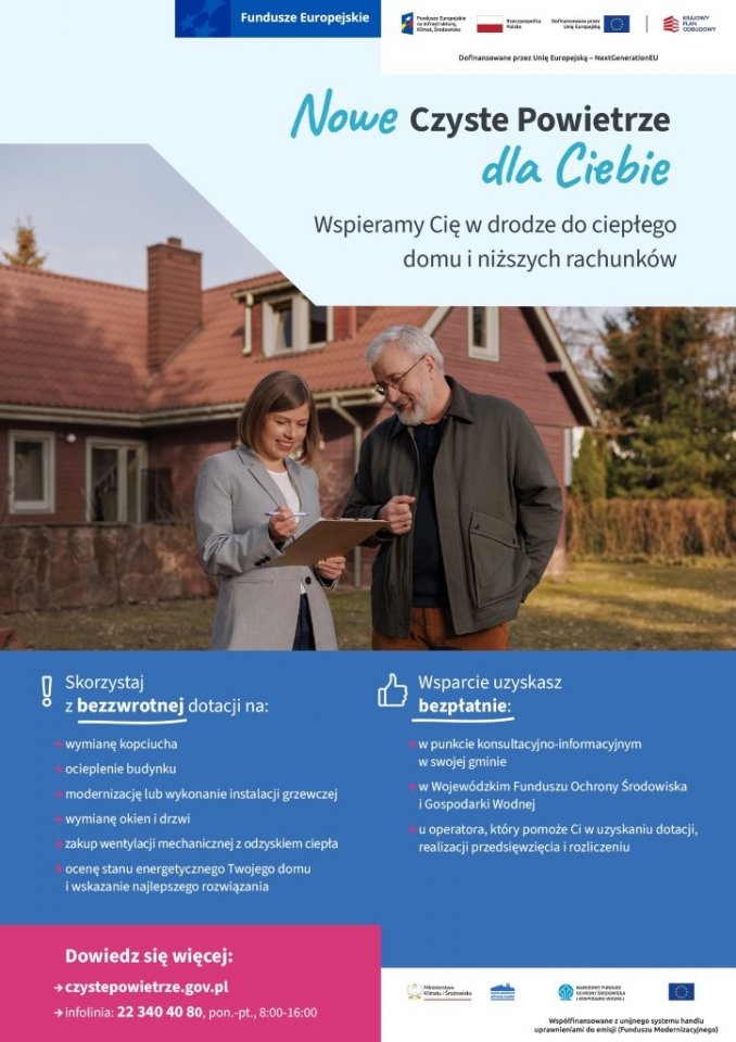 kopbieta i męzczyzna rozmawiają o programie czyste powietrze
